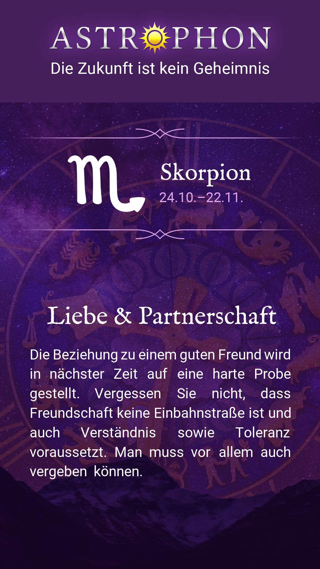 Liebeshoroskon für Skorpion